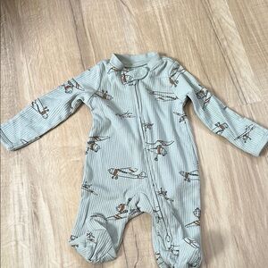 Carter's Green and Brown Footies with Bunny Print